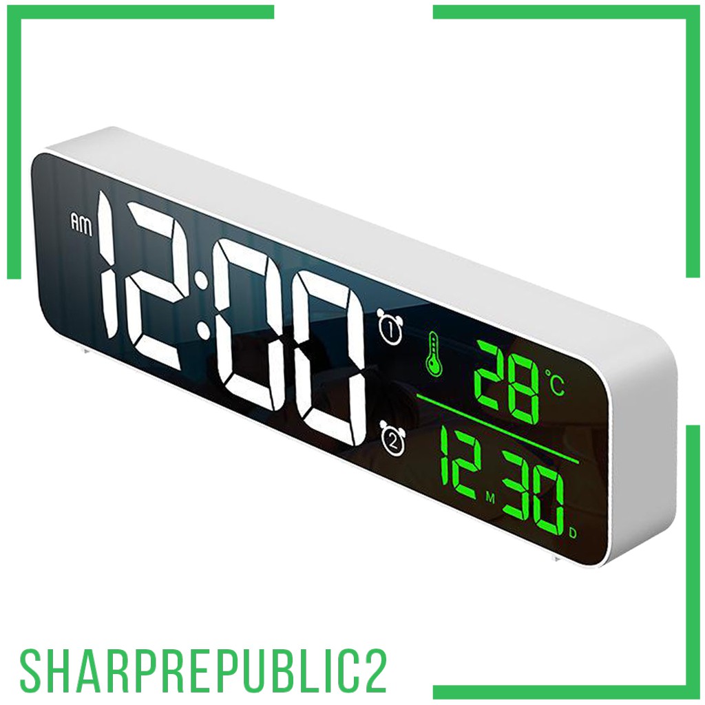 Alarm Clock LED Display Mirror Bedside Office Bedroom Table Decoration Black