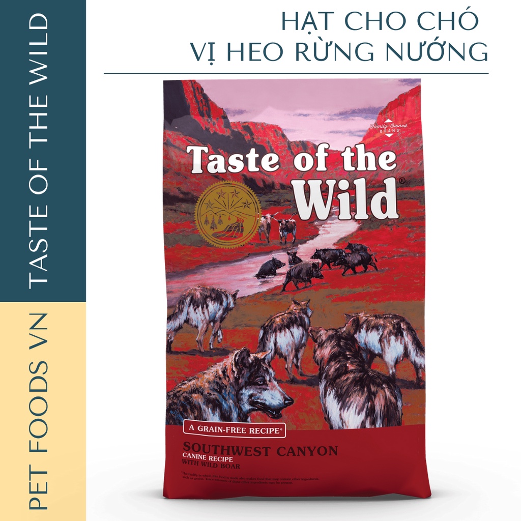 Hạt cho chó TASTE OF THE WILD Southwest Canyon 500g vị Heo Rừng Nướng