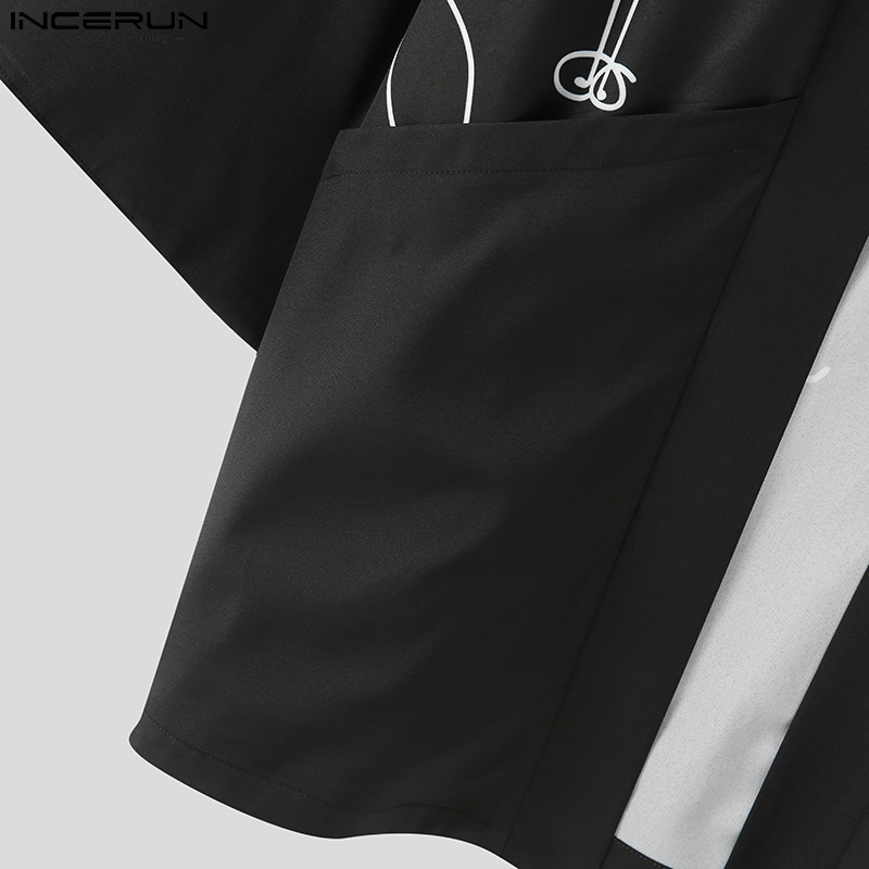 Áo khoác kimono Incerun mềm in họa tiết trừu tượng thời trang Harajuku cho nam