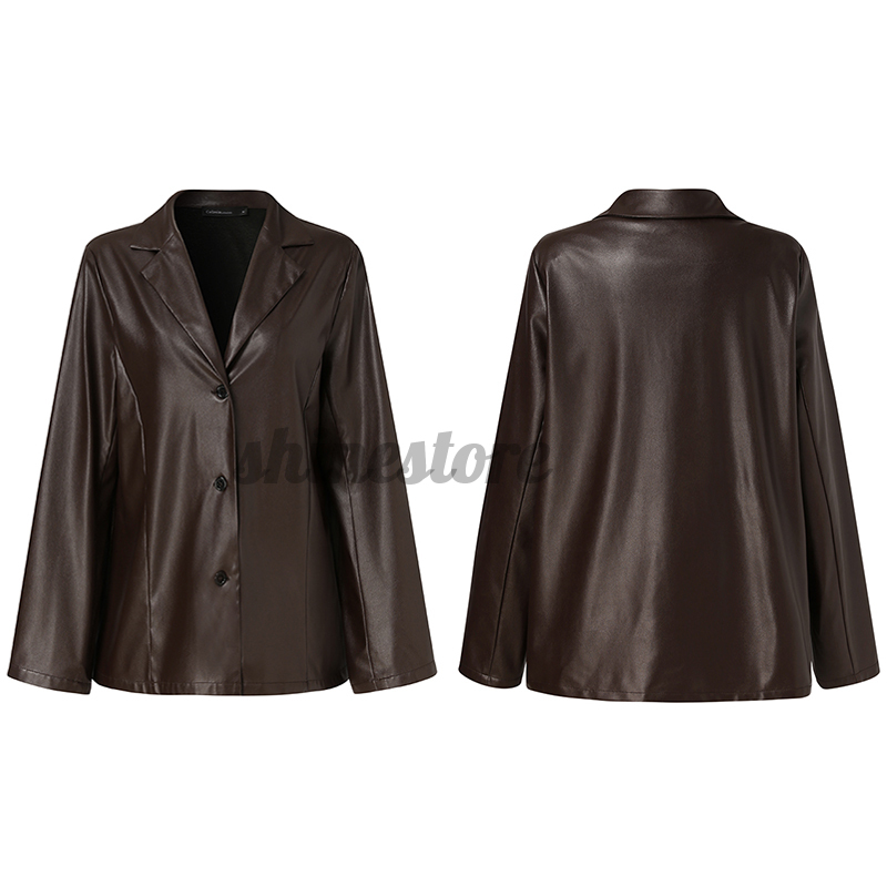Áo khoác blazer chất da PU hợp thời trang cho nữ | BigBuy360 - bigbuy360.vn