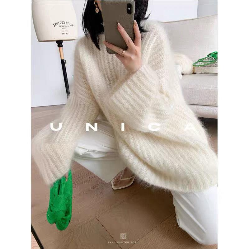 Áo Dệt Kim Tay Dài Dáng Rộng Phong Cách Phương Tây Thời Trang Thu Đông Mới