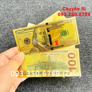 Tờ tiền kỉ niệm 100 đô plastic mạ vàng lì xì tết may mắn