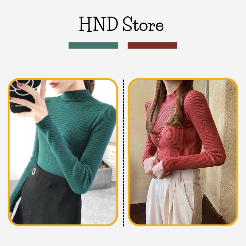 Áo len dài tay dáng ôm màu trơn cổ 3 phân  thời trang thu đông cho nữ HNDAL01 | BigBuy360 - bigbuy360.vn