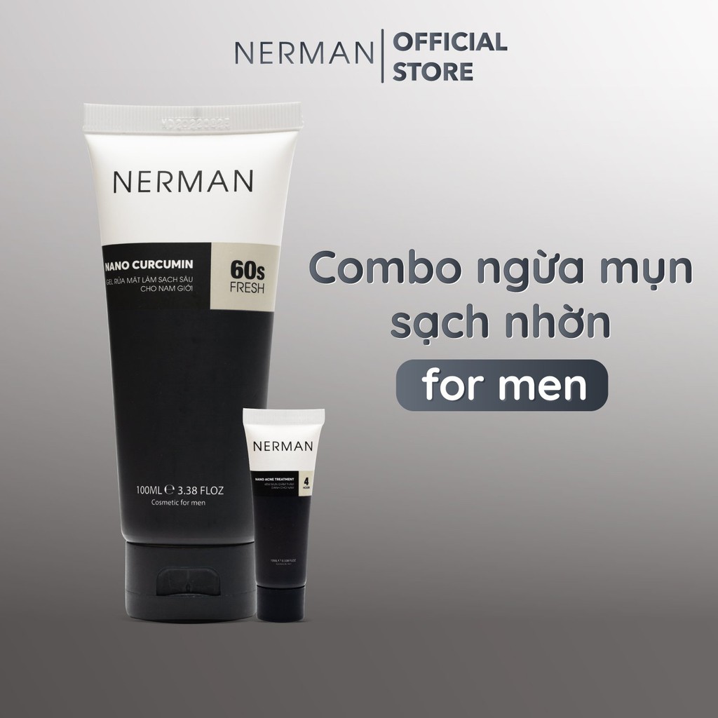 Combo ngừa mụn nam giới Nerman Anti-Acne 10ml