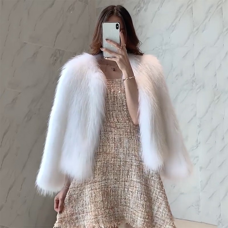 ord) áo khoác lông giả lông cáo, áo khoác lông ngắn, áo khoác choàng hàng  quảng châu cao cấp | Shopee Việt Nam