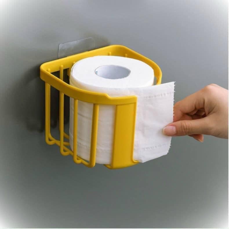 Giỏ đựng giấy vệ sinh dán tường tiện ích Việt Nhật, Khay kệ đựng đồ đa năng nhà tắm, nhà bếp (MS: 3380)