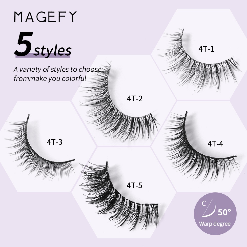 Set 4 cặp lông mi giả MAGEFY thân trong suốt tự nhiên