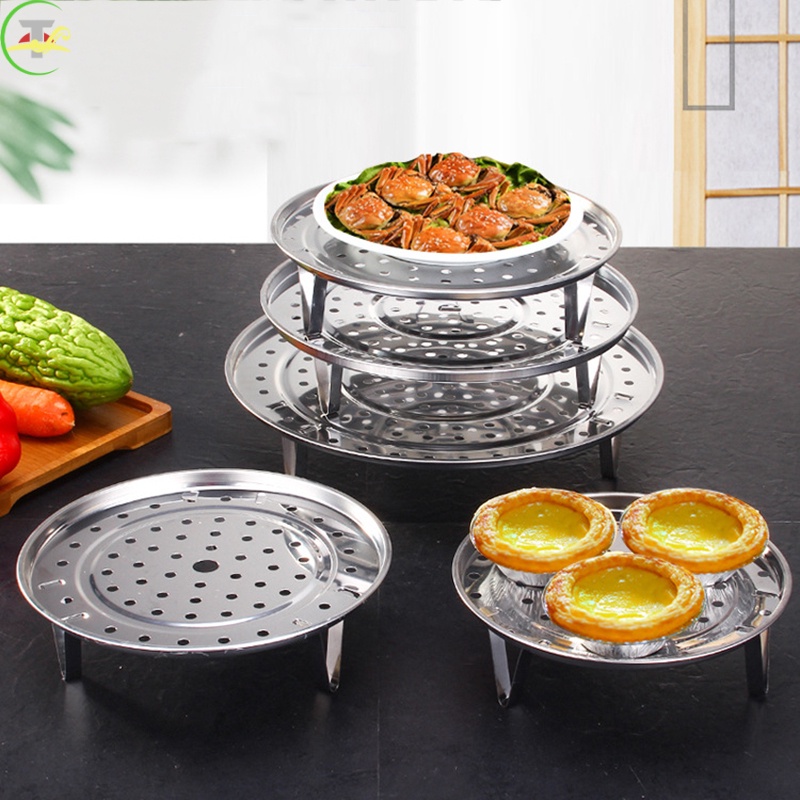 Giá Hấp Bánh Bao Hình Tròn Bằng Thép Không Gỉ Kèm Chân Đế Tháo Rời Tiện Dụng Cho Nhà Bếp