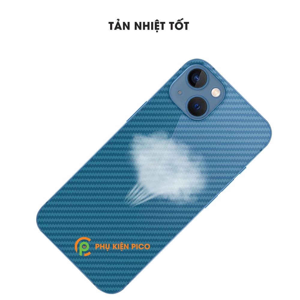 Dán lưng Iphone 13 Pro Max trong suốt nổi vân Carbon 3D tản nhiệt tốt chống bám vân tay cho Iphone 13 Pro Max