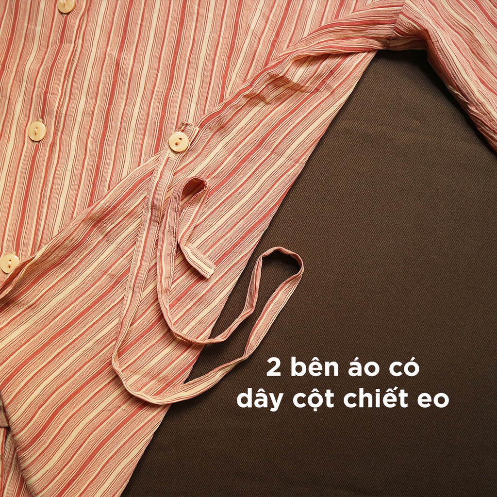 Áo sơ mi vin Nhật sọc cam
