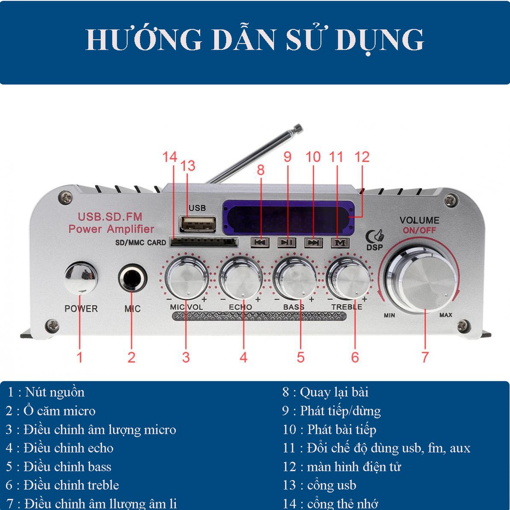 Âm Ly Karaoke Bluetooth Mini Kentiger HY 803 Sử Dụng Điện Áp 220V/12V Tiện Lợi Cho Âm Thanh Tuyệt Hảo