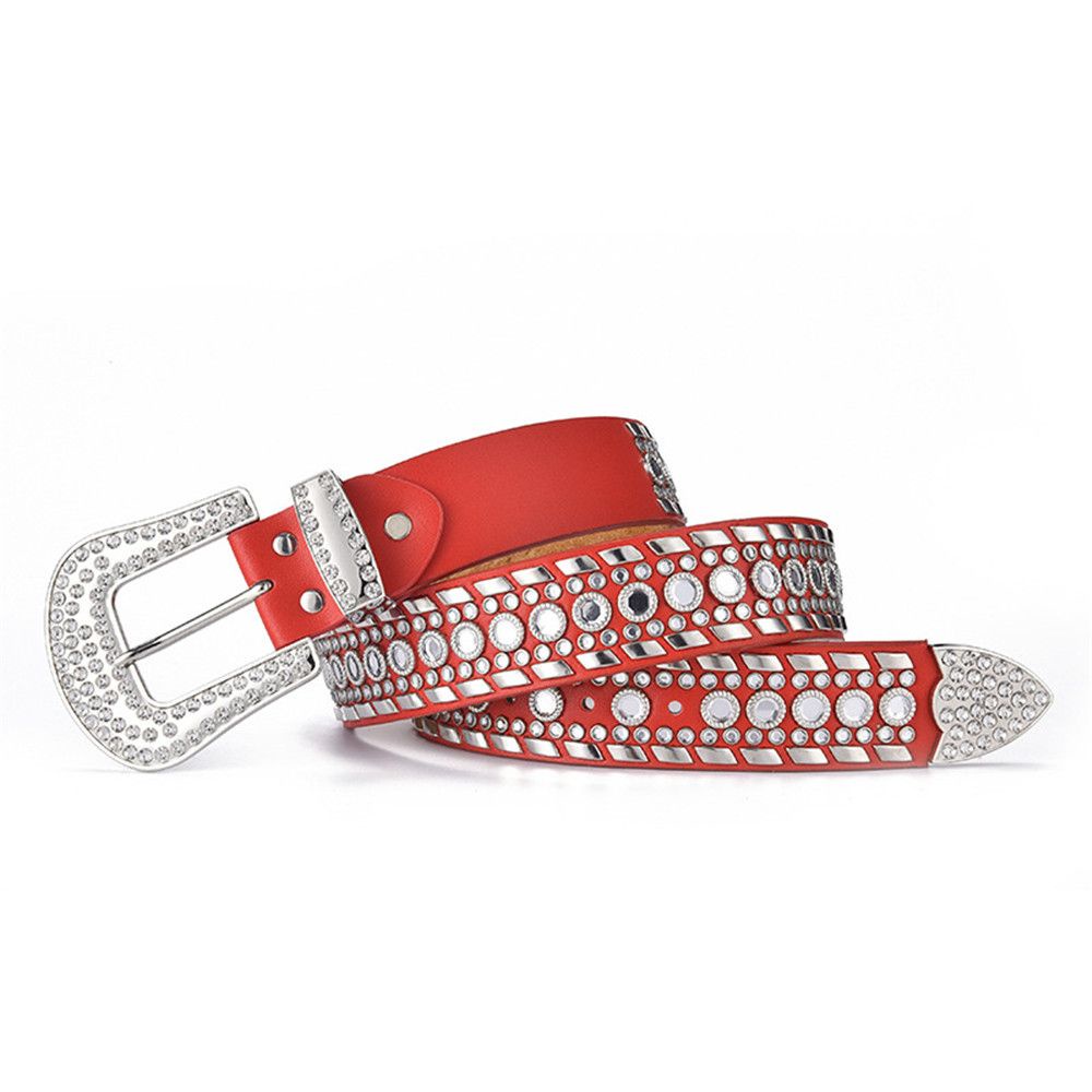 Thắt lưng bản rộng khóa đính đá phong cách punk thời trang thanh lịch cho nữ