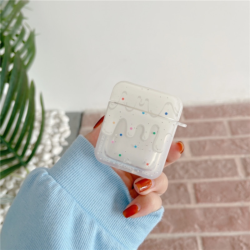 Case airpod 3 vỏ airpod 1 2 Pro Hình Ice Cream Kem Trắng - MON STORE