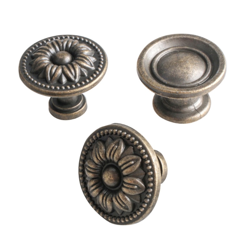 Set 5 Tay Nắm Ngăn Kéo Tủ Hình Tròn Phong Cách Vintage