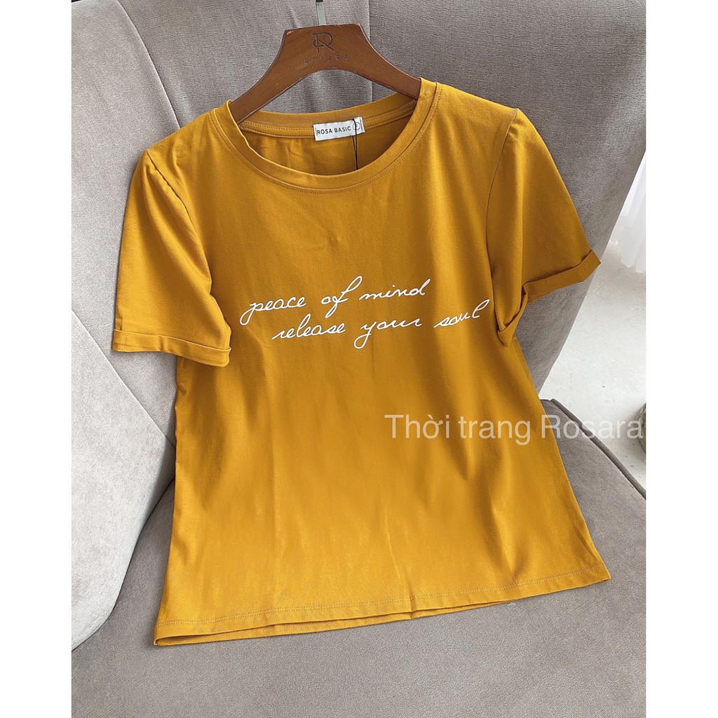 Áo thun nữ cotton họa tiết đơn giản đẹp Rosara SP85