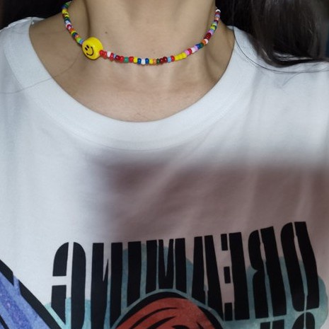 Dây Chuyền Chuỗi Hạt Nhiều Màu Hình Mặt Cười Thời Trang Bohemian