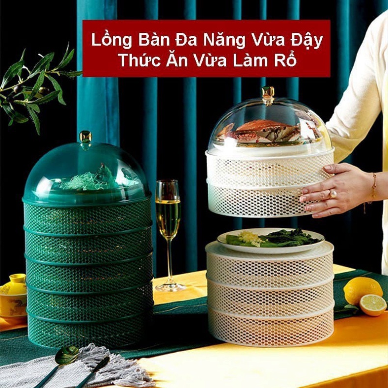 Lồng bàn đa năng 5 tầng, Cao Cấp Vừa Là Lồng Bàn Vừa Làm Rổ đựng rau củ quả