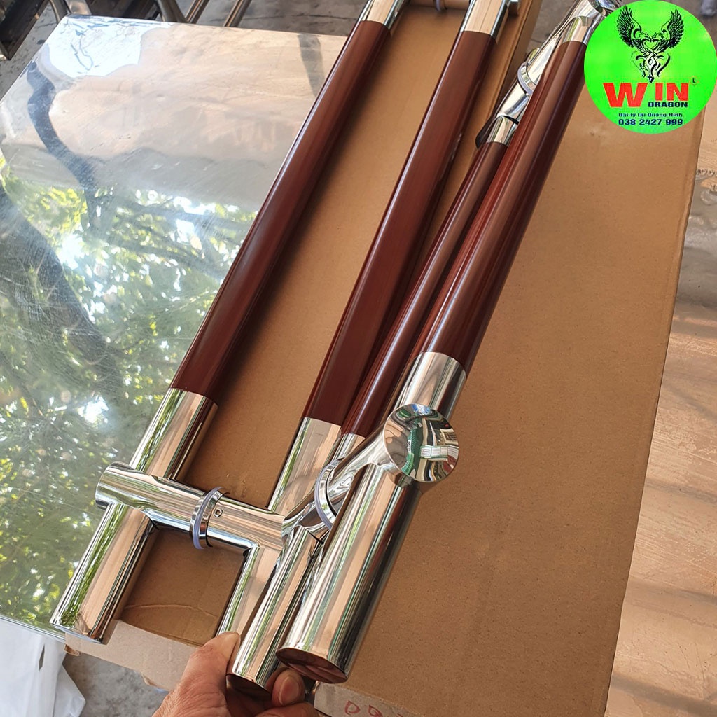 Tay nắm cửa kính cường lực,Tay gỗ dịch tâm 35-65cm
