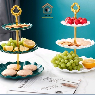 Đĩa nhựa 3 tầng pancake, khay 3 tầng đựng mứt kẹo cao cấp phong cách Châu Âu dành cho phòng khách Gia Đình