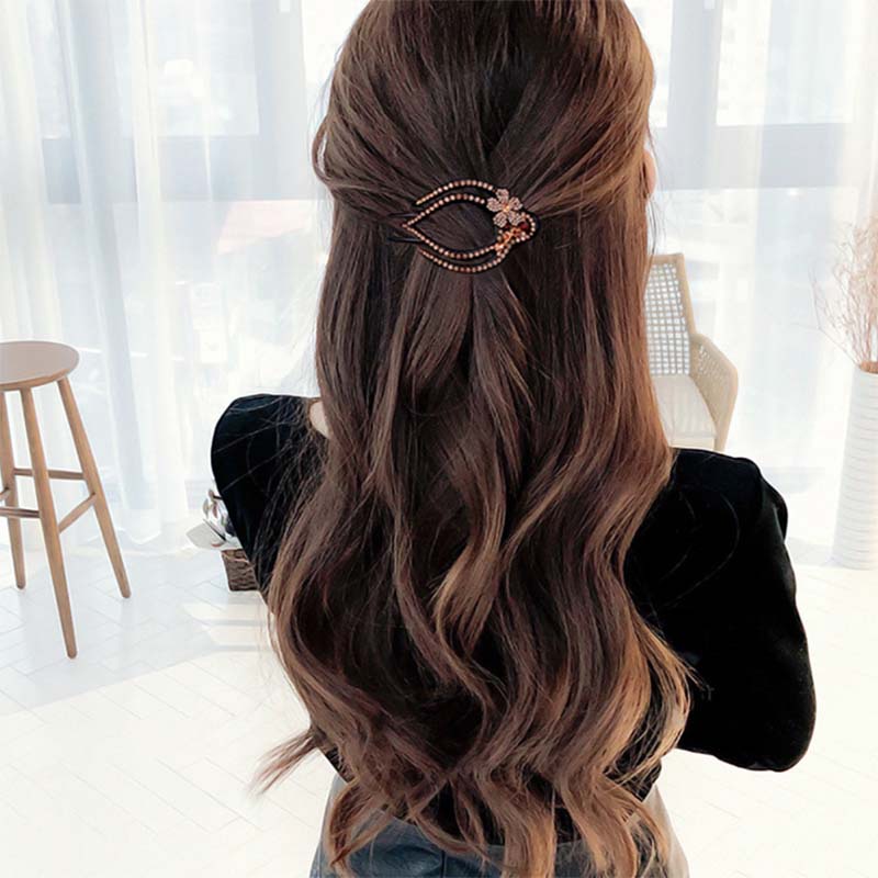 Kẹp tóc hình quả đào đính đá giả phong cách Hàn Quốc thời trang xinh xắn cho nữ