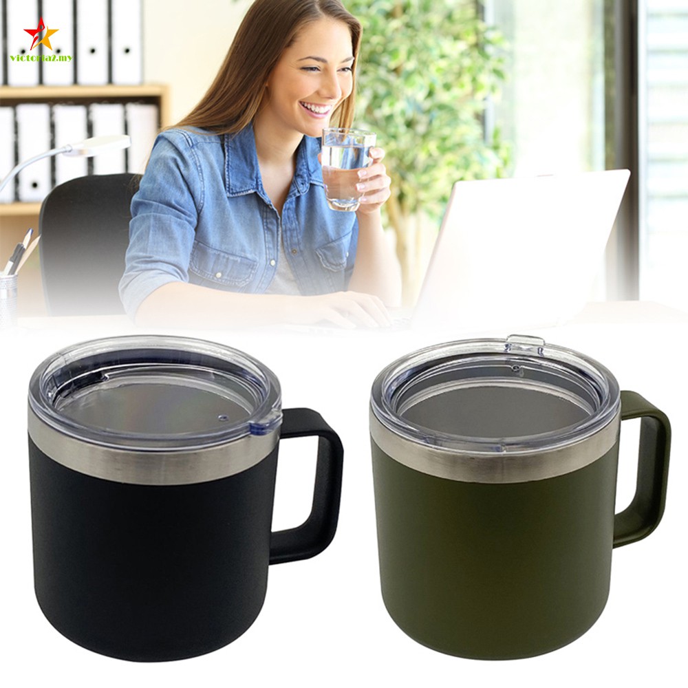 Cốc Giữ Nhiệt Chân Không Bằng Thép Không Gỉ Hai Lớp 14 Oz Có Nắp Đậy