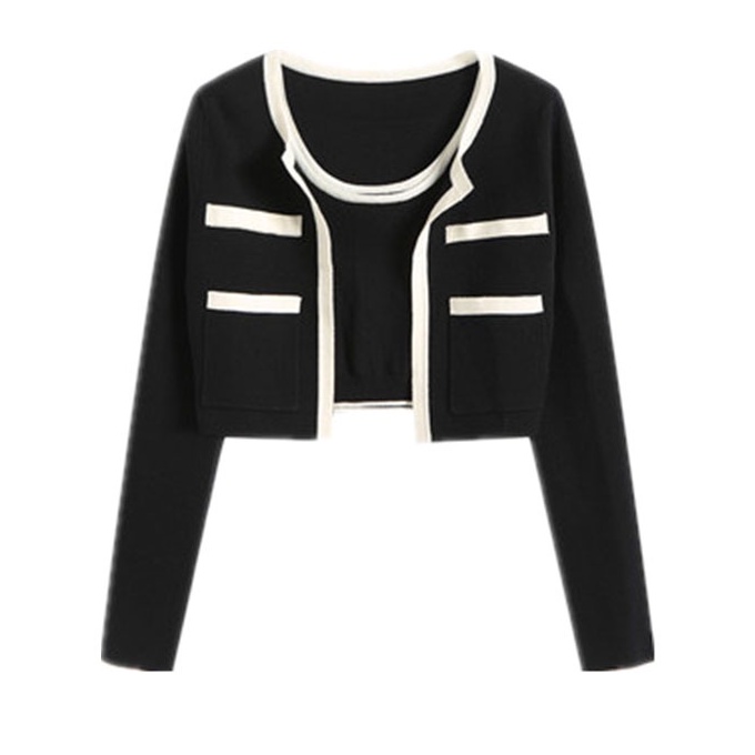 NUZIRO  Bộ áo khoác cardigan  dệt kim và áo dây phong cách Hàn Quốc cho nữ