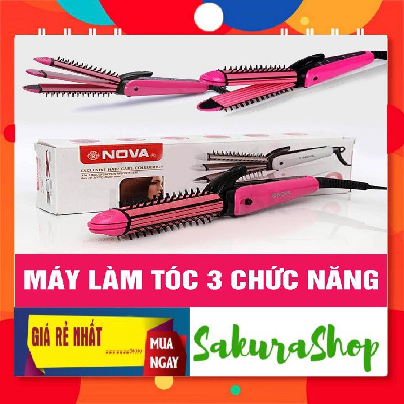 Máy duỗi tóc - bấm uốn xù tạo kiểu 3 chức năng: duỗi, uốn, 3in1