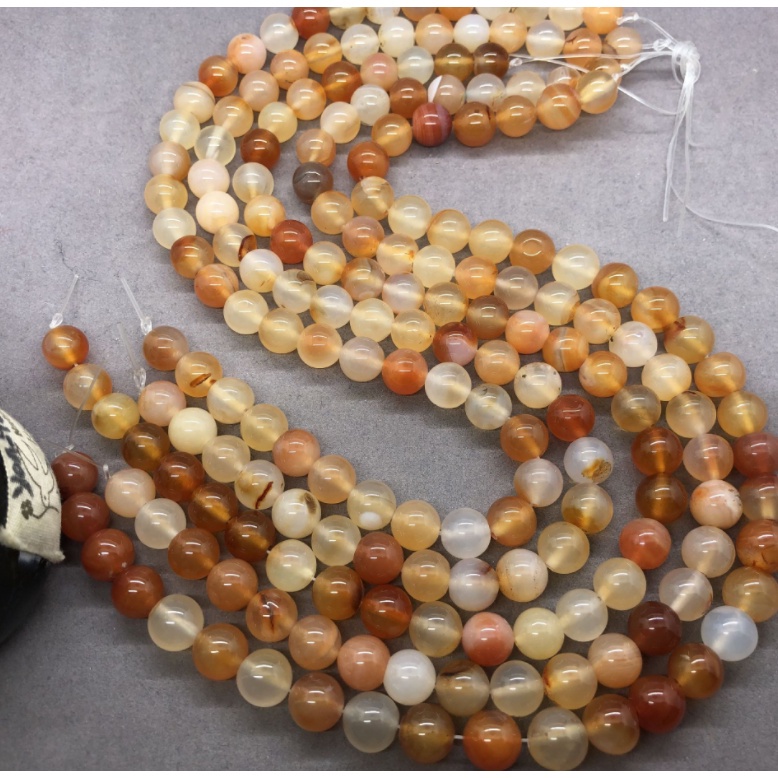 Chuỗi Hạt Đá Mã Não Nhiều Màu Kích Thước 6/8/10mm Dùng Làm Trang Sức Thủ Công
