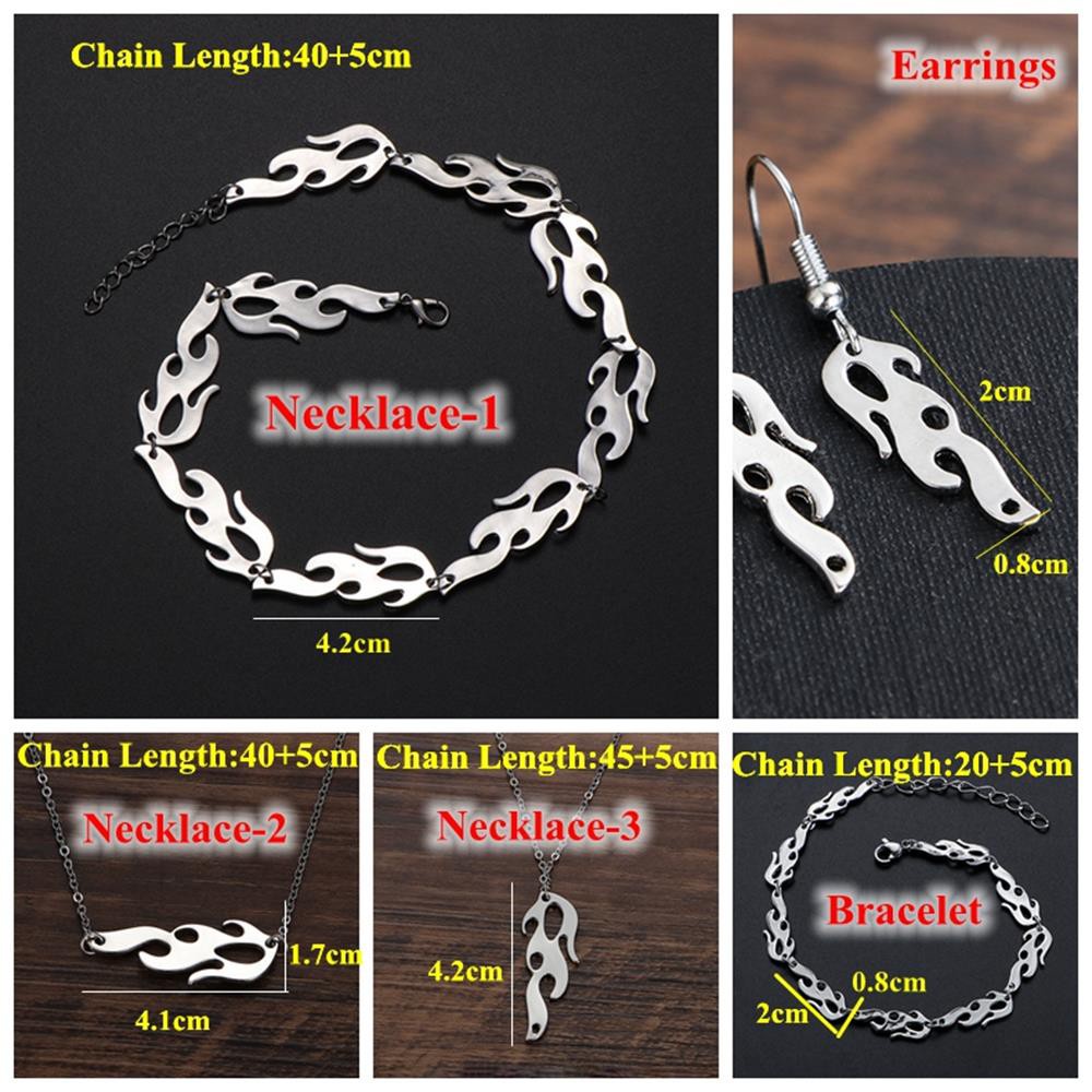 vòng cổ / Vòng Tay / Khuyên Tai Hình Ngọn Lửa Phong Cách Punk Thời Trang Cho Nam Nữ Mihan1