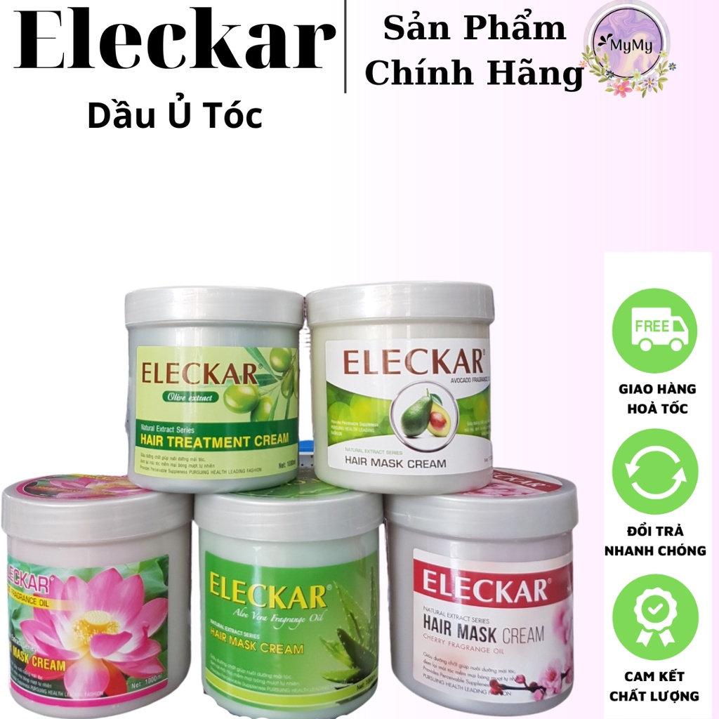 Hấp Dầu Kem xả Ủ Tóc Hoa Sen, Bơ, Oliu, Hoa Anh Đào, Nha Đam ELECKAR 1000ml - Ngăn Ngừa Và Phục Hồi Tóc Cho Tóc Mềm Mượt