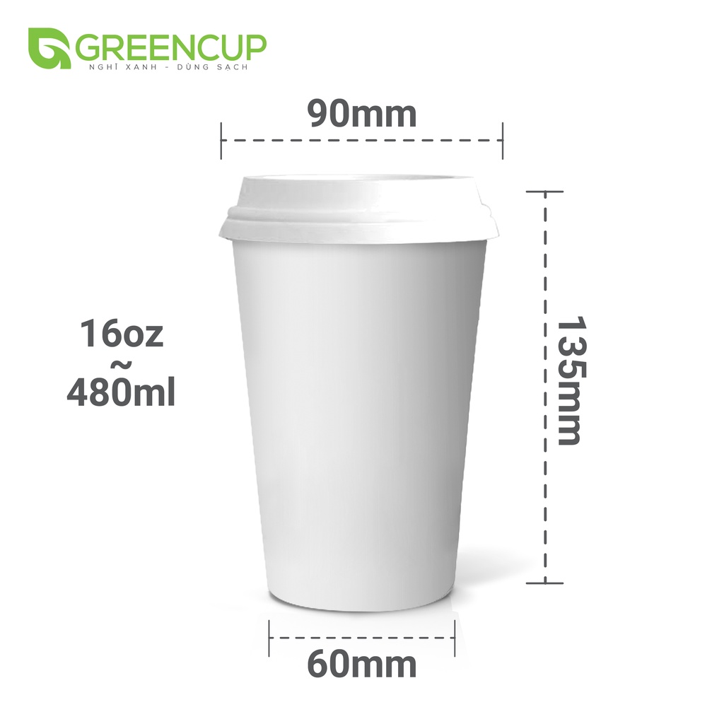 Cốc Giấy GREEN CUP 16oz 480ml (50 chiếc không nắp)