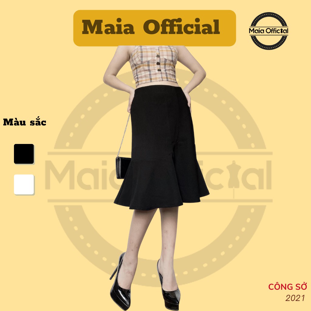 Chân váy công sở Maia Official (2 màu), kiểu đuôi cá, cách điệu, khóa kéo sau lưng CV502 | BigBuy360 - bigbuy360.vn