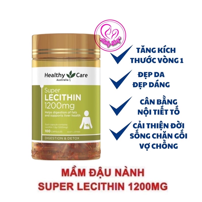 Viên mầm đậu nành Úc 100 viên Healthy care super lecithin