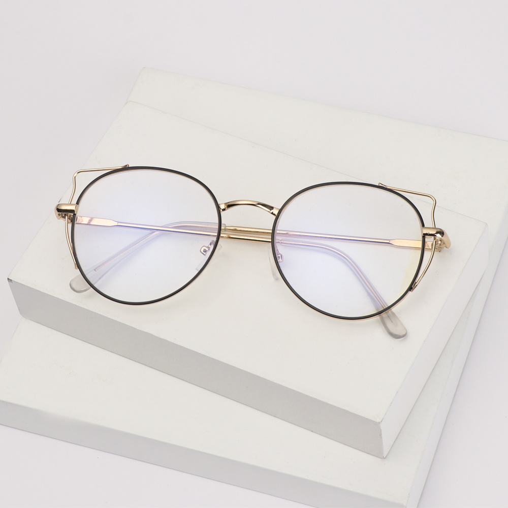 Mắt kính gọng tròn bằng kim loại tròng phẳng siêu nhẹ phân cực nhiều màu thời trang unisex
