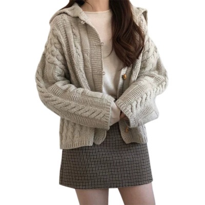 SUXI Áo khoác cardigan dệt kim cổ thủy thủ phong cách Hàn Quốc thời trang cho nữ