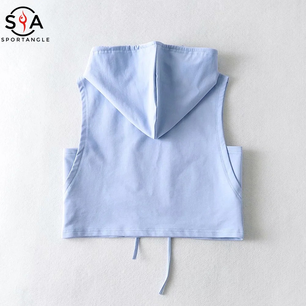 Áo thun có nón trùm đầu phối dây rút dáng rộng thời trang cho nữ