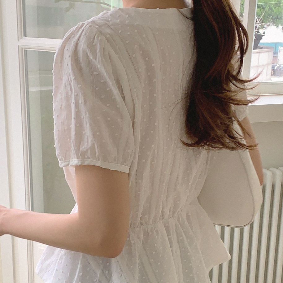 SUXI Áo Sơ Mi Tay Ngắn Cổ Vuông Màu Trơn Ngọt Ngào Dễ Thương Phong Cách Hàn Quốc Thời Trang Mùa Hè Cho Bạn Gái