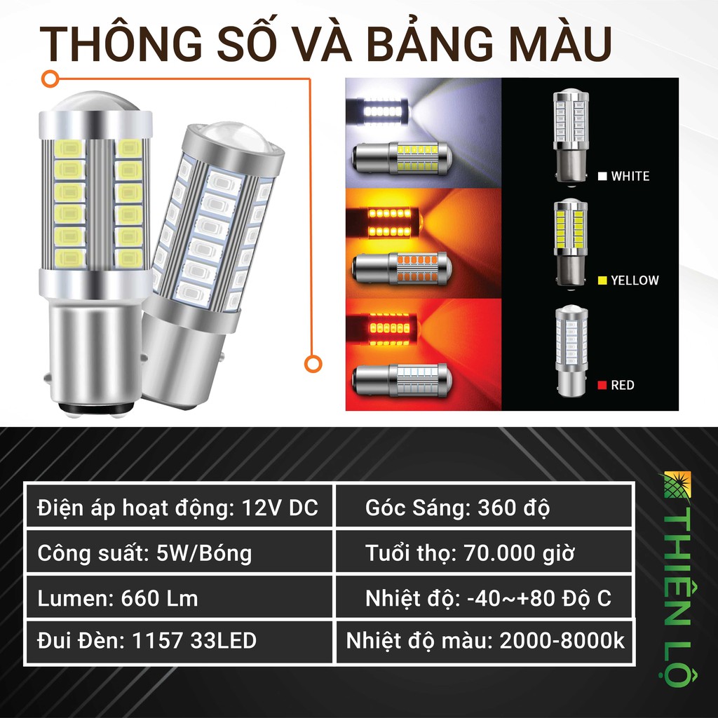 [CHIP THẾ HỆ MỚI]Bóng đèn led hậu 1157 P21Chip 5730 33 SMD siêu sáng của Thiên Lộ cao cấp dành cho ô tô xe máy