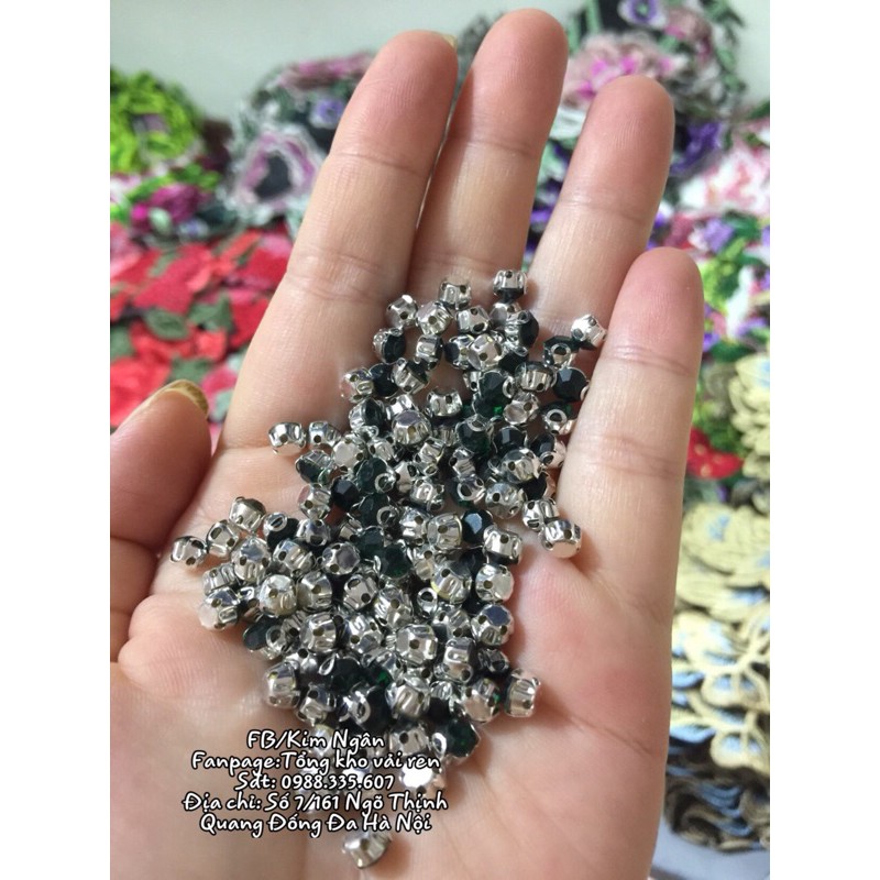 Đá đế đính kết áo váy màu xanh đen (90k/túi 100gr)