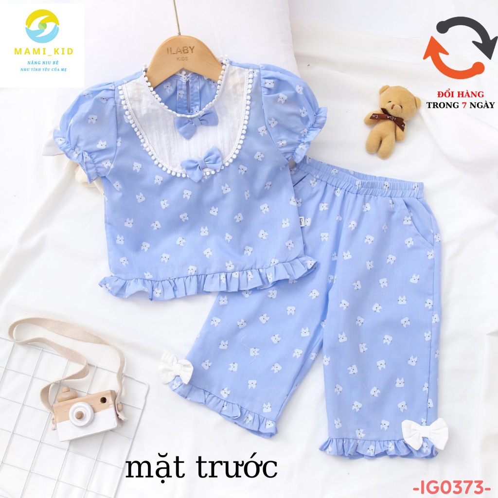 bộ đồ bé gái vải đũi siêu mát, 12-38kg ,Mamikid