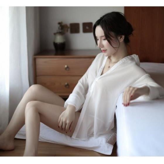 Đồ ngủ sexy áo sơ mi nữ voan mỏng xuyên thấu sexy gợi cảm 392