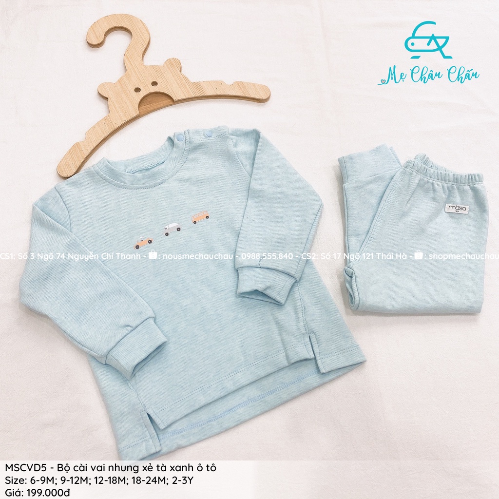 Bộ quần áo cài vai dài xẻ tà nỉ bé trai bé gái Masa