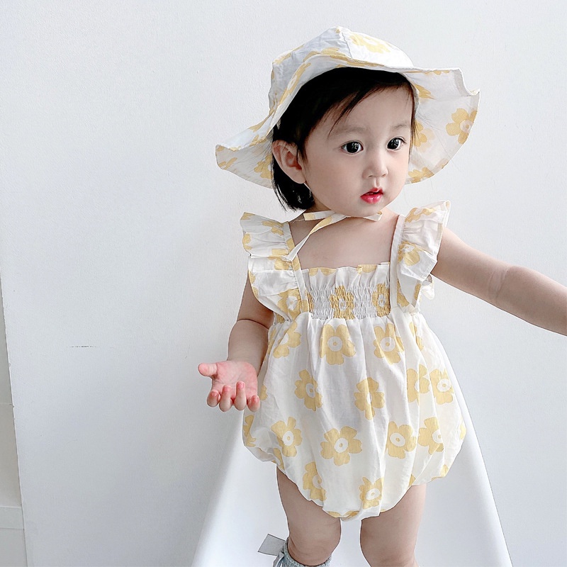 Bộ Áo Liền Quần Tam Giác Hai Dây Thời Trang Mùa Hè Cho Bé Gái