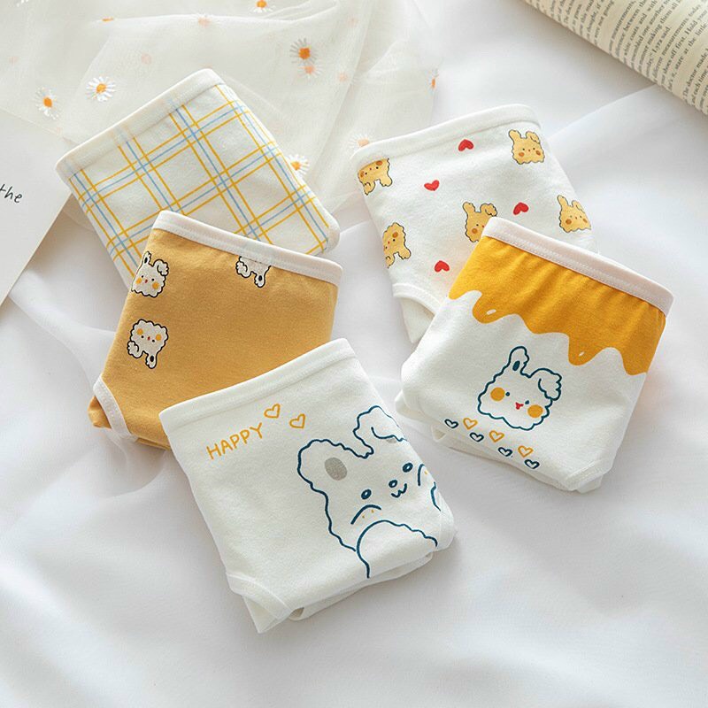 Quần Lót Nữ Cotton Co Gĩan In Hoạ Tiết Thỏ Vàng Cute 898