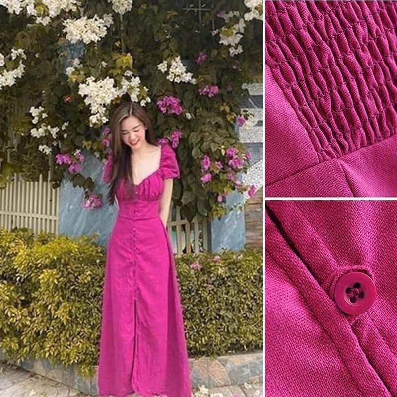 (Có video + Ảnh thật sản phẩm) Váy maxi hồng dáng xoè dành cho nữ | BigBuy360 - bigbuy360.vn