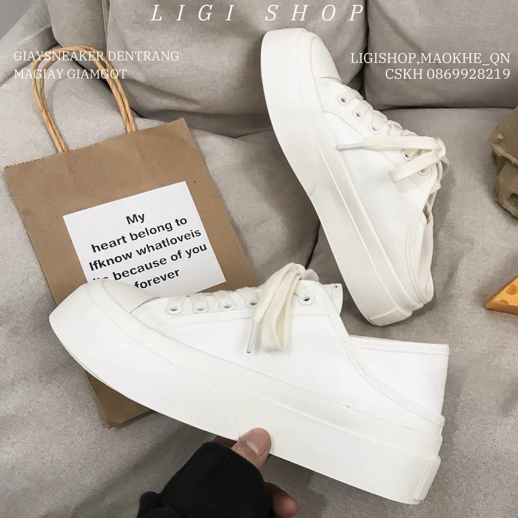 Giày thể thao giẫm gót đế bánh mì, giày sneaker dáng basic đi hai kiểu