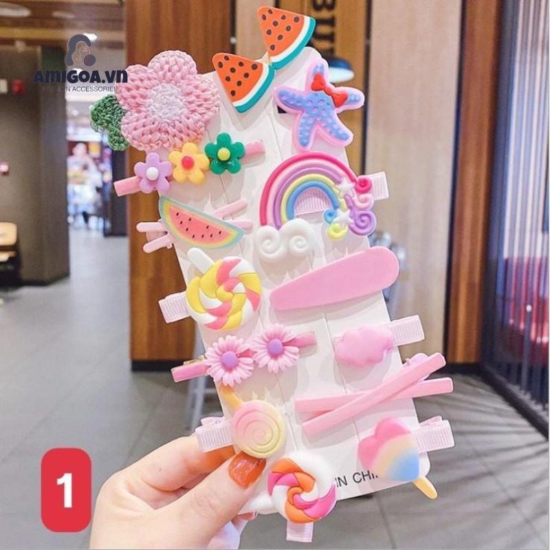 ✨✨ Set Kẹp Tóc 14 Món Nhiều Hình Kute Cho Bé Gái siêu cute, dễ thương