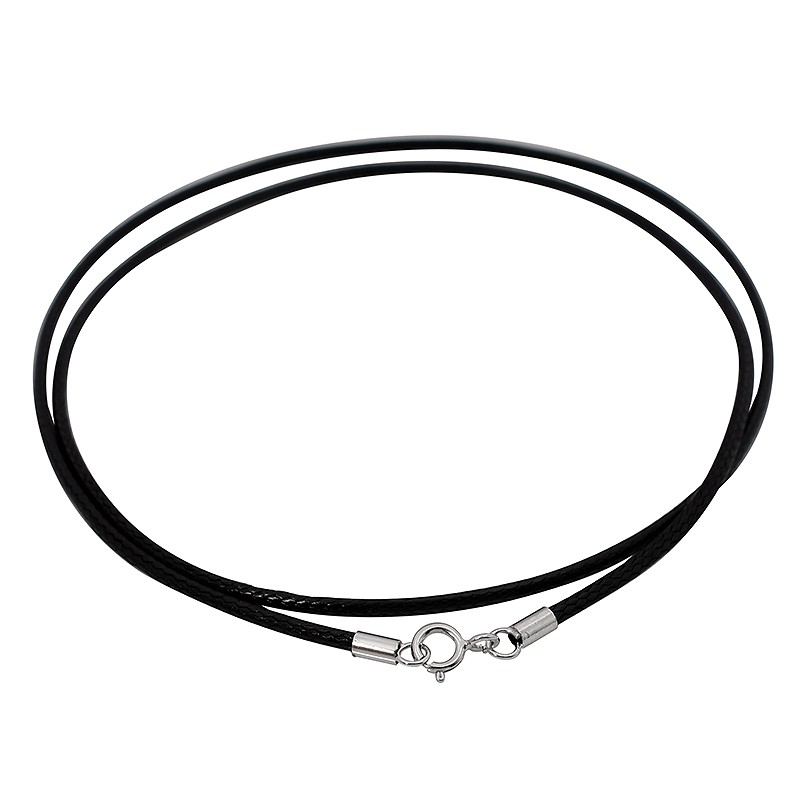 S925 Sterling Silver Buckle Skin Wax Rope Necklace Leather Rope Chain Long 45Cm Jade Jade Pendant Pendant Black Rope Fem