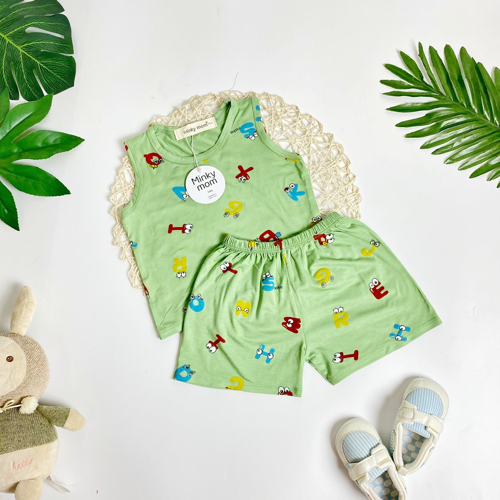 [6-18kg] Đồ Bộ Thun Cotton 100% MinkyMom Họa Tiết Chữ Cái Cho Bé Từ 6-18kg - MeGauu MM001 [Hình thật]