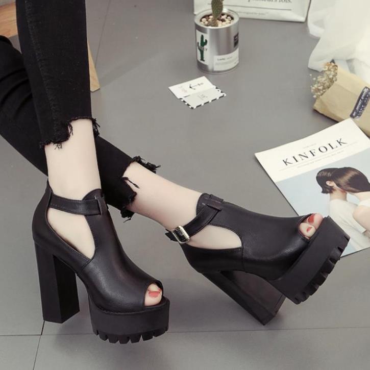 SẴN CG132 Giày cao gót hở mũi gót vuông 12cm ,, 💗